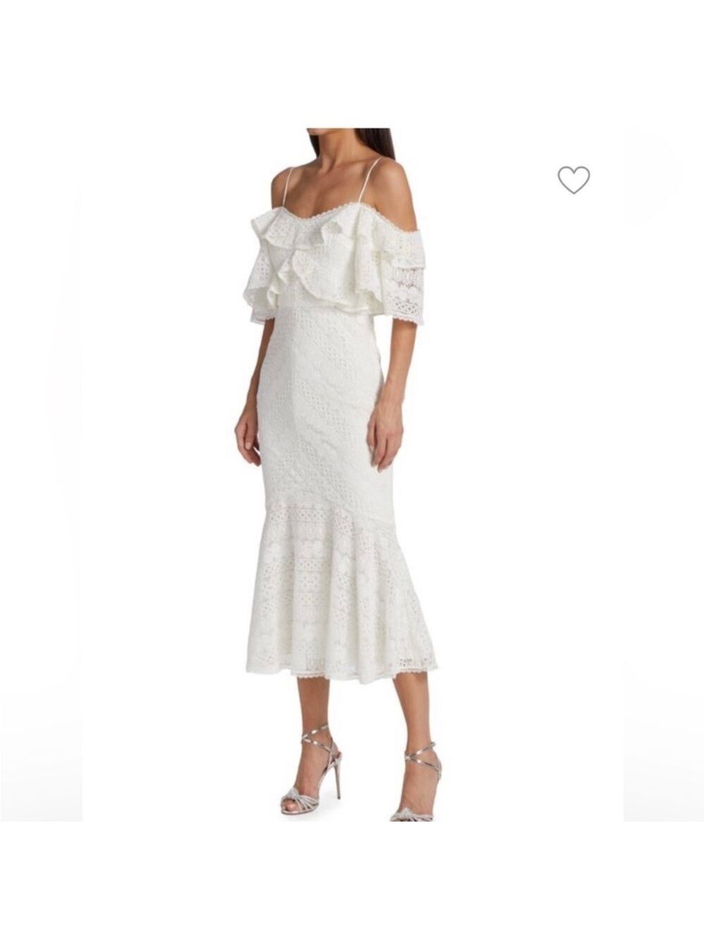 NWT Theia Margot Cold-Shoulder Lace White Dress, Size 4 - Picture 1 of 14